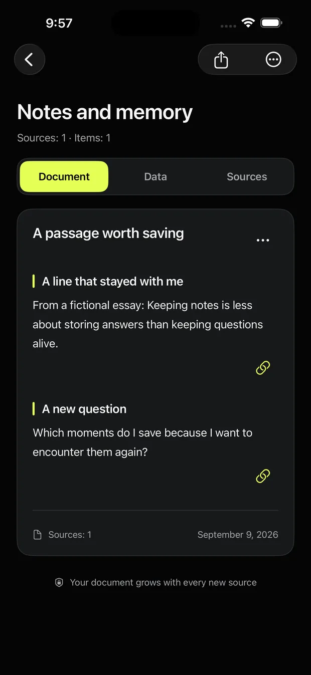 Screenshots on one topic organized into one document