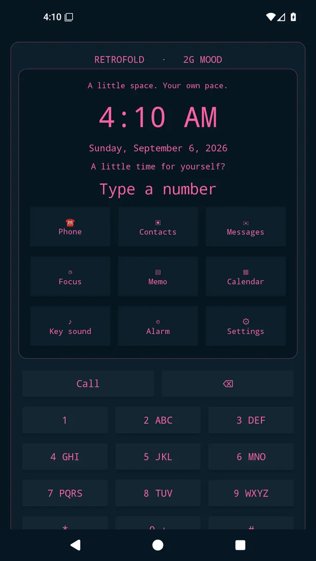 RetroFold digital detox app: the dumbphone home screen
