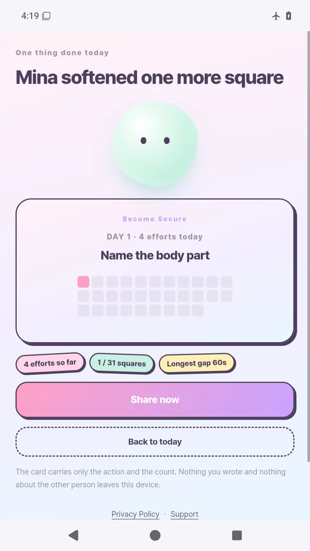 Day 1 of the 31-day practice, one habit done